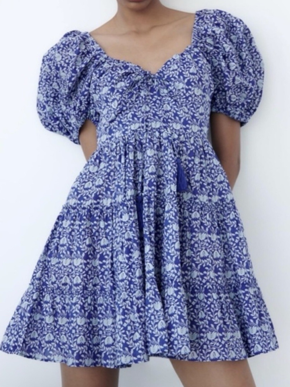 ZARA blue floral dress, size M